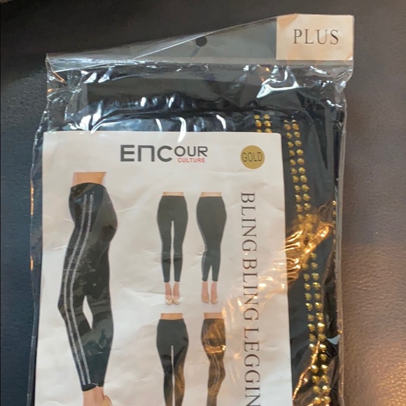 ENCour CULTURE “BLK” BLING LEGGINGS PLUS SIZE NWT - Picture 3 of 8